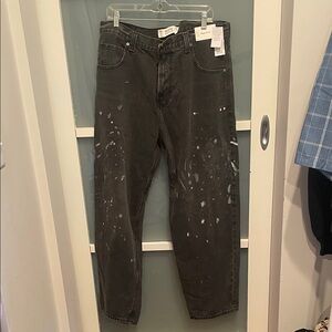 Hollister Black Painted Baggy Skater Jeans, w34, NWT